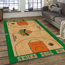 nba new york knicks basketball team logo rectangle area rug dark room nyk49