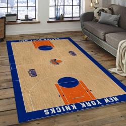 nba new york knicks basketball team logo rectangle area rug dark room nyk50