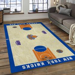 nba new york knicks basketball team logo rectangle area rug dark room nyk54