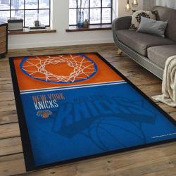 nba new york knicks basketball team logo rectangle area rug dark room nyk57