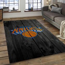 nba new york knicks basketball team logo rectangle area rug dark room nyk59