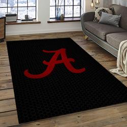 ncaa alabama crimson tide college sport basketball and foolball team logo rectangle area rug dark room act02