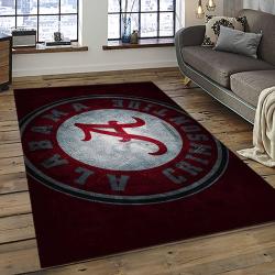 ncaa alabama crimson tide college sport basketball and foolball team logo rectangle area rug dark room act03
