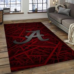ncaa alabama crimson tide college sport basketball and foolball team logo rectangle area rug dark room act11