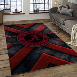 ncaa alabama crimson tide college sport basketball and foolball team logo rectangle area rug dark room act12