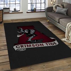 ncaa alabama crimson tide college sport basketball and foolball team logo rectangle area rug dark room act18