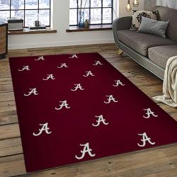ncaa alabama crimson tide college sport basketball and foolball team logo rectangle area rug dark room act19