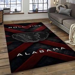 ncaa alabama crimson tide college sport basketball and foolball team logo rectangle area rug dark room act23