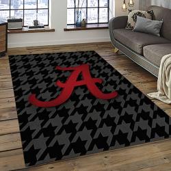 ncaa alabama crimson tide college sport basketball and foolball team logo rectangle area rug dark room act28