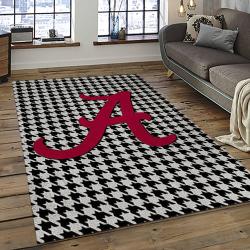 ncaa alabama crimson tide college sport basketball and foolball team logo rectangle area rug dark room act31