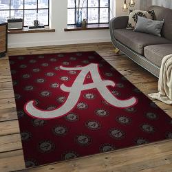 ncaa alabama crimson tide college sport basketball and foolball team logo rectangle area rug dark room act52
