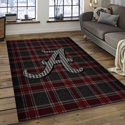 ncaa alabama crimson tide college sport basketball and foolball team logo rectangle area rug dark room act76
