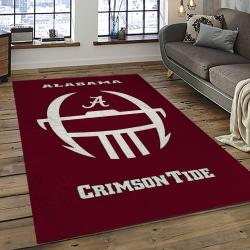 ncaa alabama crimson tide college sport basketball and foolball team logo rectangle area rug dark room act78