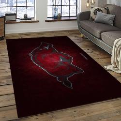 ncaa arkansas razorbacks college sport basketball and foolball team logo rectangle area rug dark room ar03