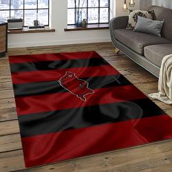 ncaa arkansas razorbacks college sport basketball and foolball team logo rectangle area rug dark room ar07