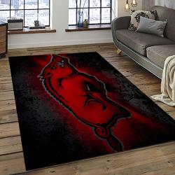 ncaa arkansas razorbacks college sport basketball and foolball team logo rectangle area rug dark room ar08