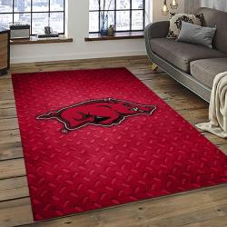 ncaa arkansas razorbacks college sport basketball and foolball team logo rectangle area rug dark room ar15