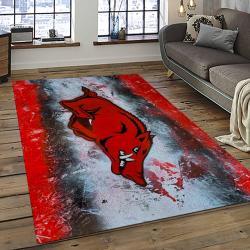 ncaa arkansas razorbacks college sport basketball and foolball team logo rectangle area rug dark room ar20
