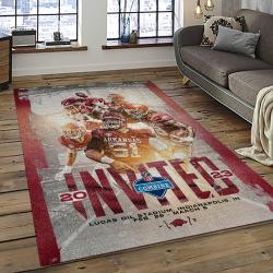 ncaa arkansas razorbacks college sport basketball and foolball team logo rectangle area rug dark room ar23