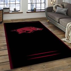 ncaa arkansas razorbacks college sport basketball and foolball team logo rectangle area rug dark room ar26