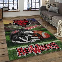 ncaa arkansas razorbacks college sport basketball and foolball team logo rectangle area rug dark room ar27