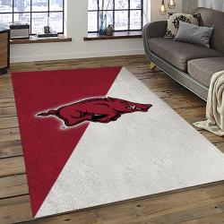 ncaa arkansas razorbacks college sport basketball and foolball team logo rectangle area rug dark room ar33