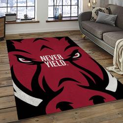 ncaa arkansas razorbacks college sport basketball and foolball team logo rectangle area rug dark room ar36