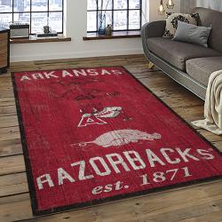 ncaa arkansas razorbacks college sport basketball and foolball team logo rectangle area rug dark room ar40