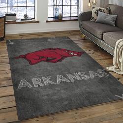 ncaa arkansas razorbacks college sport basketball and foolball team logo rectangle area rug dark room ar41