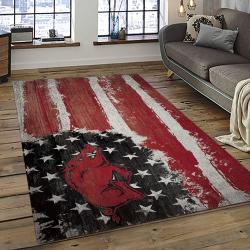 ncaa arkansas razorbacks college sport basketball and foolball team logo rectangle area rug dark room ar44