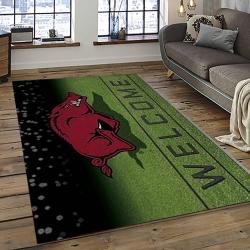 ncaa arkansas razorbacks college sport basketball and foolball team logo rectangle area rug dark room ar45