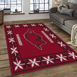 ncaa arkansas razorbacks college sport basketball and foolball team logo rectangle area rug dark room ar50