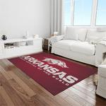 ncaa arkansas razorbacks college sport basketball and foolball team logo rectangle area rug light room ar28