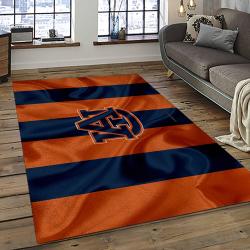 ncaa auburn tigers college sport basketball and foolball team logo rectangle area rug dark room ats01