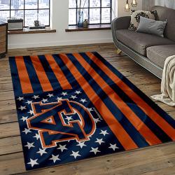 ncaa auburn tigers college sport basketball and foolball team logo rectangle area rug dark room ats03