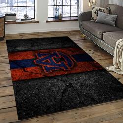 ncaa auburn tigers college sport basketball and foolball team logo rectangle area rug dark room ats04
