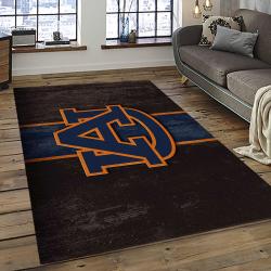 ncaa auburn tigers college sport basketball and foolball team logo rectangle area rug dark room ats07