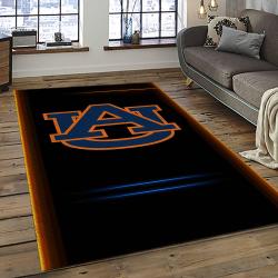 ncaa auburn tigers college sport basketball and foolball team logo rectangle area rug dark room ats08