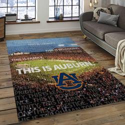 ncaa auburn tigers college sport basketball and foolball team logo rectangle area rug dark room ats10