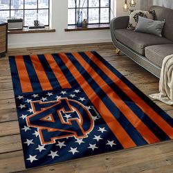 ncaa auburn tigers college sport basketball and foolball team logo rectangle area rug dark room ats11