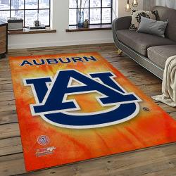 ncaa auburn tigers college sport basketball and foolball team logo rectangle area rug dark room ats13