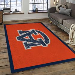 ncaa auburn tigers college sport basketball and foolball team logo rectangle area rug dark room ats14