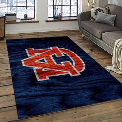 ncaa auburn tigers college sport basketball and foolball team logo rectangle area rug dark room ats16