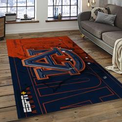 ncaa auburn tigers college sport basketball and foolball team logo rectangle area rug dark room ats18