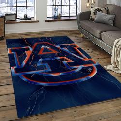 ncaa auburn tigers college sport basketball and foolball team logo rectangle area rug dark room ats19
