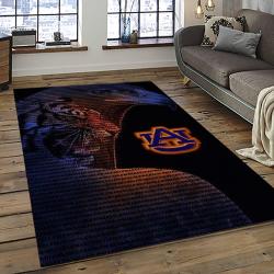 ncaa auburn tigers college sport basketball and foolball team logo rectangle area rug dark room ats20