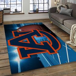 ncaa auburn tigers college sport basketball and foolball team logo rectangle area rug dark room ats21