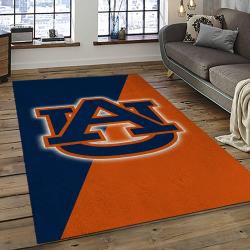ncaa auburn tigers college sport basketball and foolball team logo rectangle area rug dark room ats27
