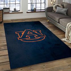 ncaa auburn tigers college sport basketball and foolball team logo rectangle area rug dark room ats29