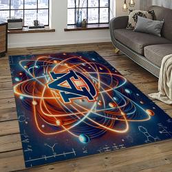 ncaa auburn tigers college sport basketball and foolball team logo rectangle area rug dark room ats37